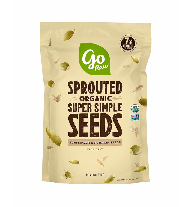 Go Raw Unsalted Sunflower & Pumpkin Seeds Mix, Sprouted & Organic, 14 oz. Bag | Keto | Vegan | Gluten Free Snacks | Superfood