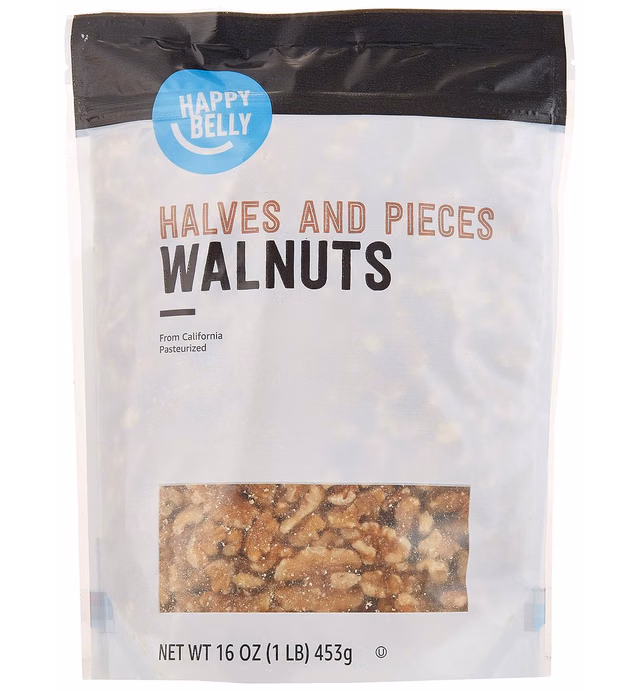 Amazon Brand - Happy Belly California Walnuts Halves and Pieces, 16 Ounce, (Pack of 2)