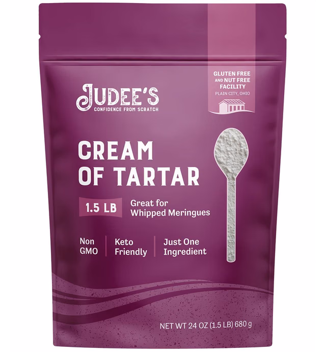 Judee’s Cream of Tartar 1.5lb (24oz) - All Natural, Keto-Friendly, Gluten-Free and Nut-Free - Use for Baking as a Stabilizer, Cleaning and Crafting - Made in USA