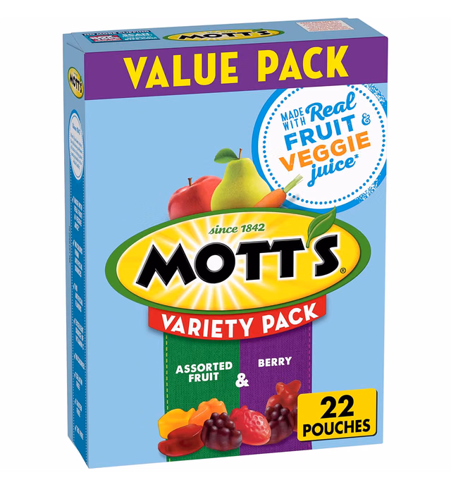 Mott's Fruit Flavored Snacks, Variety Value Pack, Gluten Free, 22 ct