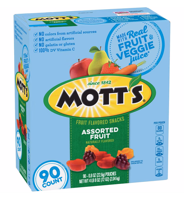 Mott's Medley Assorted Fruit Snacks (0.8 Oz., 90 ct.) Net Wt 72 Oz