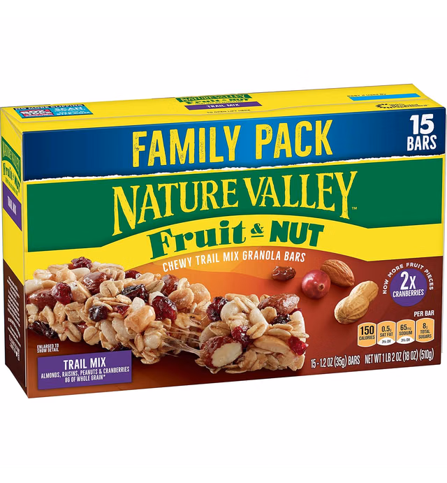 Nature Valley Chewy Fruit and Nut Granola Bars, Trail Mix, 1.2 oz, 15 ct