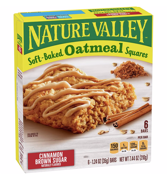 Nature Valley Soft-Baked Oatmeal Squares Cinnamon Brown Sugar, 6 ct, 7.44 oz