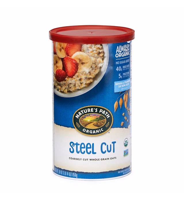 Nature's Path Steel Cut Oatmeal, Healthy, Organic, 30 Ounce Canisters, Pack of 6, Great for Overnight Oats