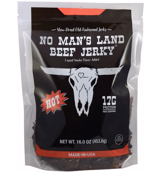 No Man’s Land HOT Beef Jerky High Protein Low Calorie Low Carb Beef Snack 16oz Bag