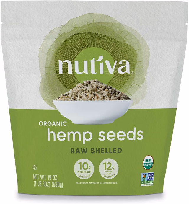 Nutiva Organic Raw Shelled Hemp Seed, 19 Ounce, USDA Organic, Non-GMO, Non-BPA, Whole 30 Approved, Vegan, Gluten-Free & Keto, 10g Plant Protein and 12g Omegas per Serving for Salads, Smoothies & More
