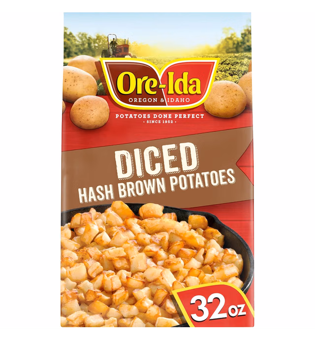 Ore-Ida Diced Hash Brown Potatoes Frozen Snacks (32 oz Bag)