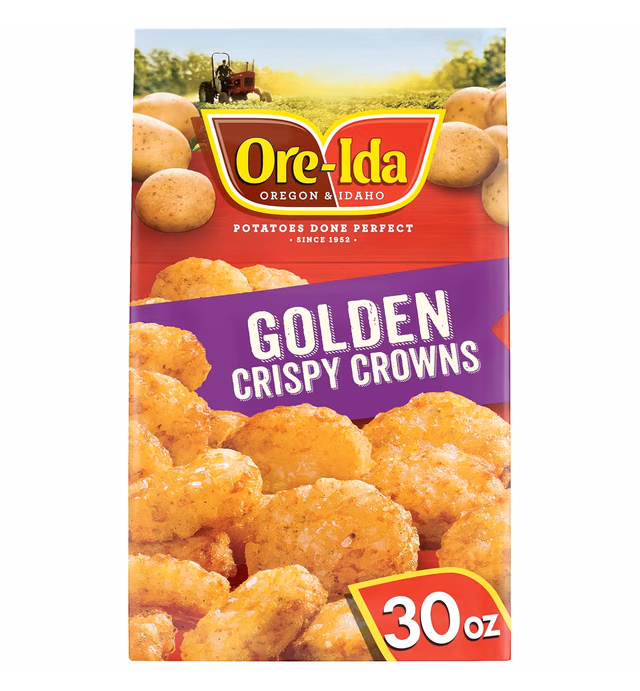 Ore-Ida Golden Crispy Crowns Seasoned Shredded Potatoes Frozen Snacks (30 oz Bag)