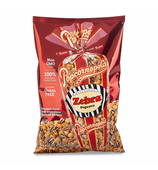 Popcornopolis Popcorn, Zebra, 24 Ounce