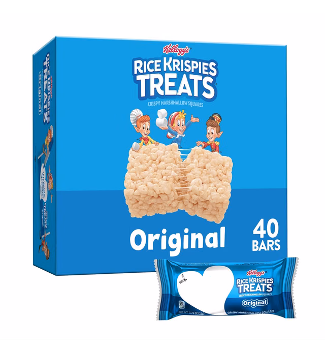 Kellogg's Rice Krispies Treats Crispy Marshmallow Squares Original, 0.78 Oz, 40 Ct