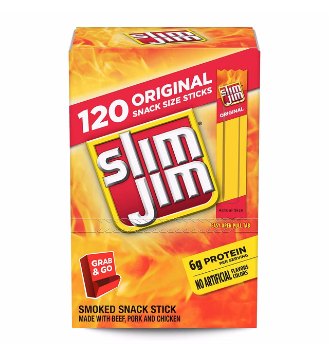 Slim Jim Snack-Sized Smoked Meat Sticks, Original Flavor, Keto Friendly, 0.28 Ounce, 120 Count (Pack of 1)