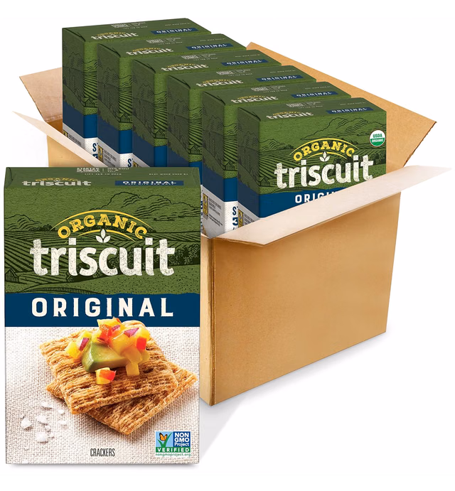 Triscuit Organic Original Whole Grain Wheat Crackers, Organic Crackers, Vegan Crackers, 6 - 7 oz Boxes