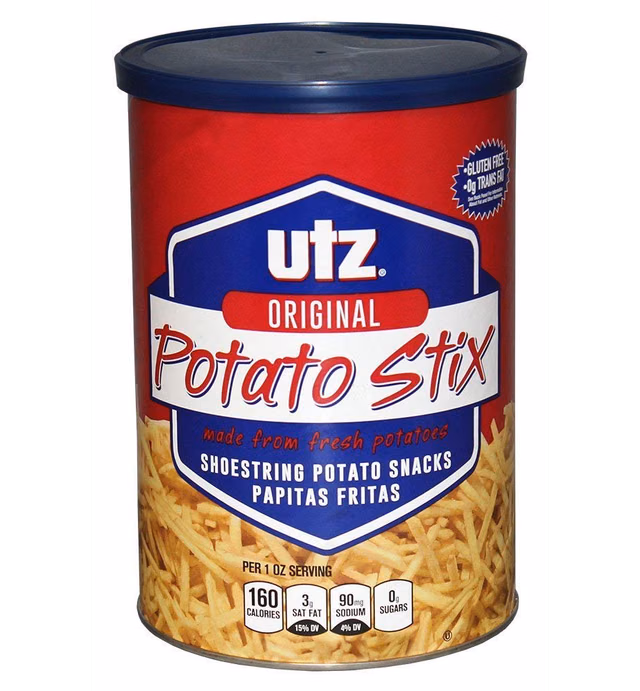 Utz Potato Stix, Original – 15 Oz. Canister – Shoestring Potato Sticks Made from Fresh Potatoes, Crispy, Crunchy Snacks in Resealable Container, Cholesterol Free, Trans-Fat Free, Gluten-Free Snacks