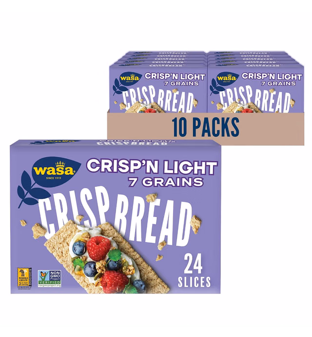 Wasa Crisp'n Light 7 Grain Cracker Bread, 4.9 Ounce (Pack of 10)