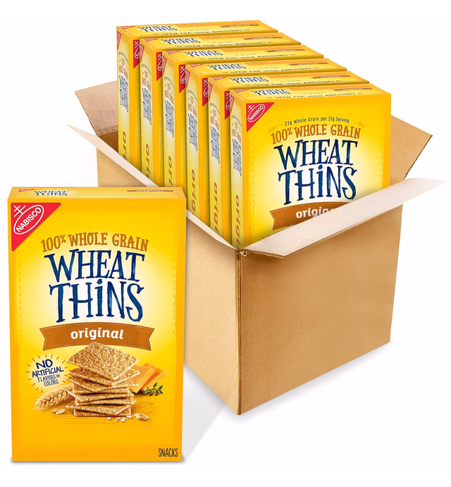 Wheat Thins Original Whole Grain Wheat Crackers, 6-8.5 oz Boxes