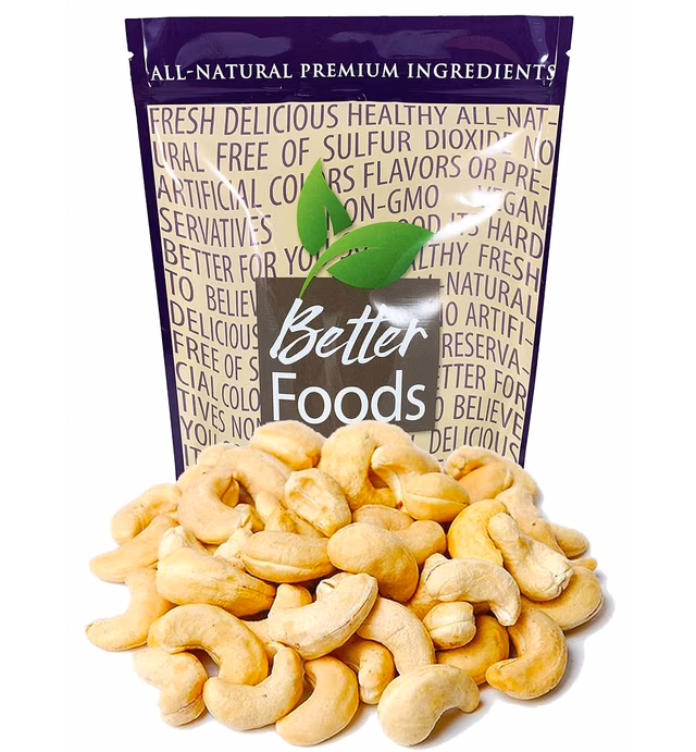 Raw Cashews 22 oz (Whole, Unsalted, No Shell, All Natural, Non-GMO, In Resealable Bag, Nutrient Dense Low Carb High Fat Snack) - 1 Pack