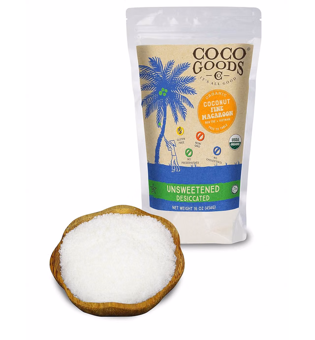 CocoGoods Co Single-Origin Organic Unsweetened Desiccated Coconut FINE, 16 oz (Pack of 2)