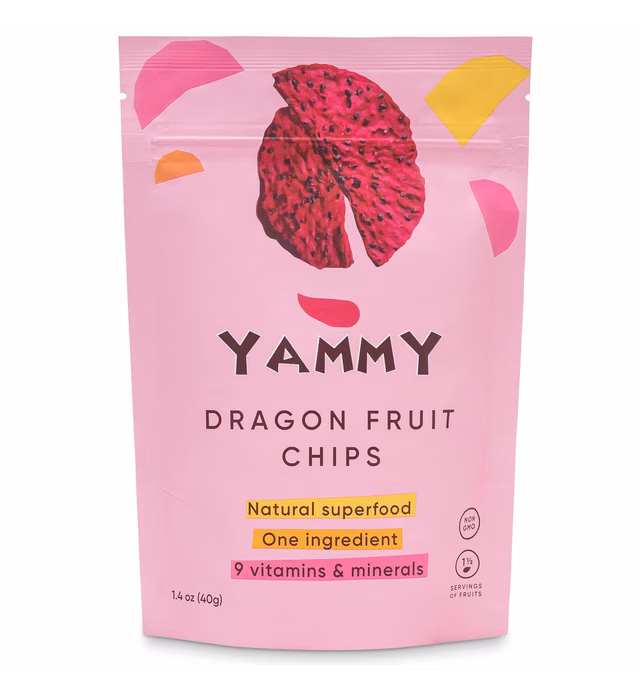 Yammy Dried Dragon Fruit Chips, Healthy 1 Ingredient Superfood Snack (Pack of 3)