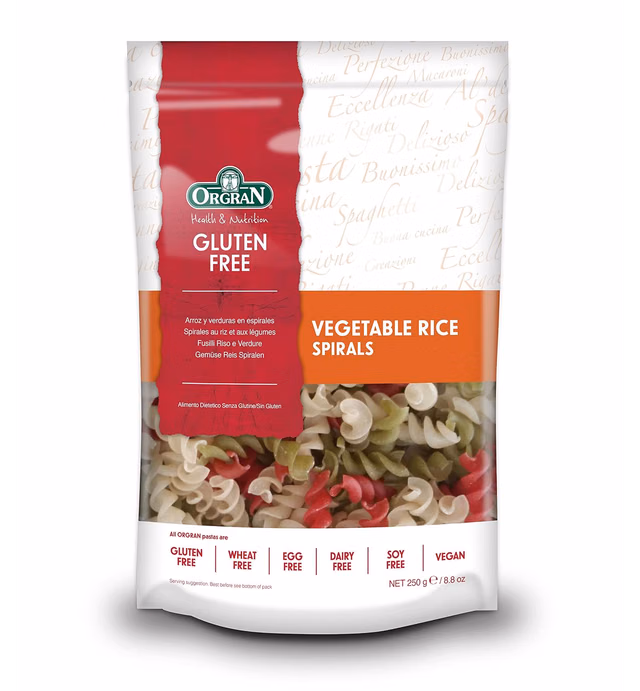 OrgraN Vegetable Rice Pasta, Spirals, 8.8-Ounce Packages (Pack of 7)