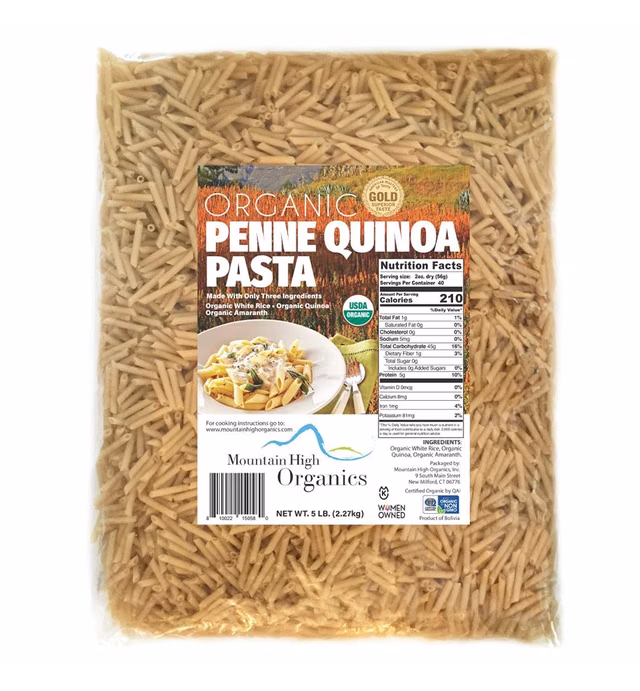Mountain High Organics Certifed Organic Gluten Free Quinoa Pasta Penne-1/5LB Bag