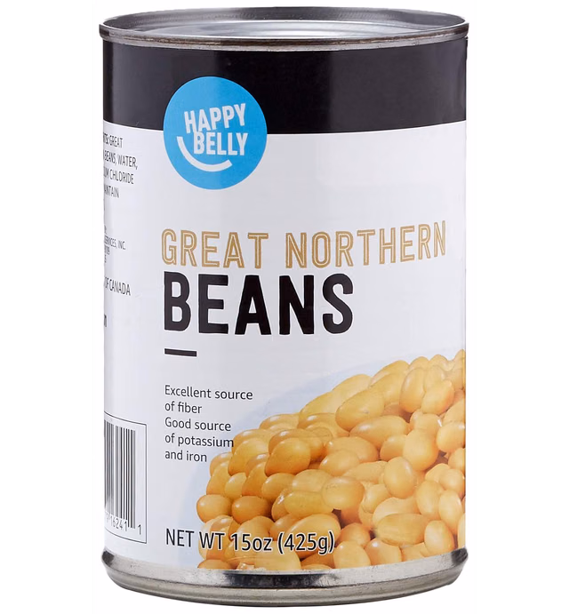 Amazon Brand - Happy Belly Great Northern Beans, 15 Ounce