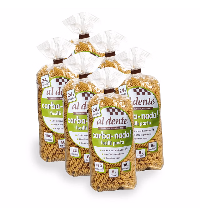 Al Dente Carba-Nada Fusilli, Yellow, 12 Ounce (Pack of 6)