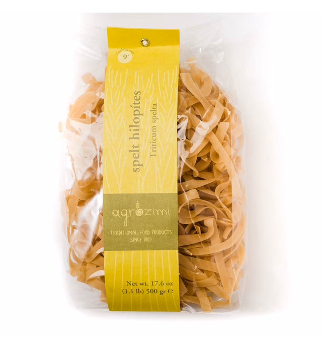 Agrozimi Spelt Hilopites - Bronze Die-Cut, Naturally Air-Dried Greek Pasta (Fettucine) - 500g/17.6oz