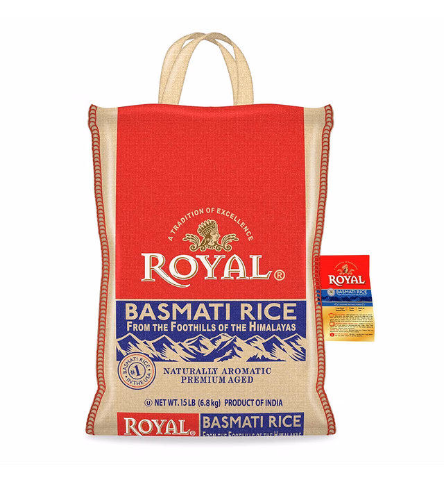 Authentic Royal Basmati Rice, 15 Pound Bag, White