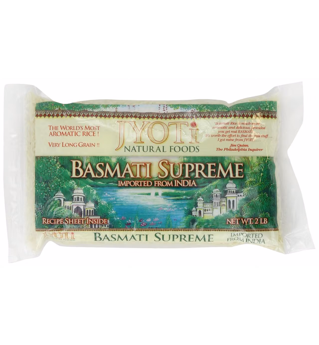Jyoti Basmati Supreme Rice, 6 bags of White Basmati Rice, 32 oz each bag, Long Grain, Non GMO, Vegan, Vegetarian, All Natural
