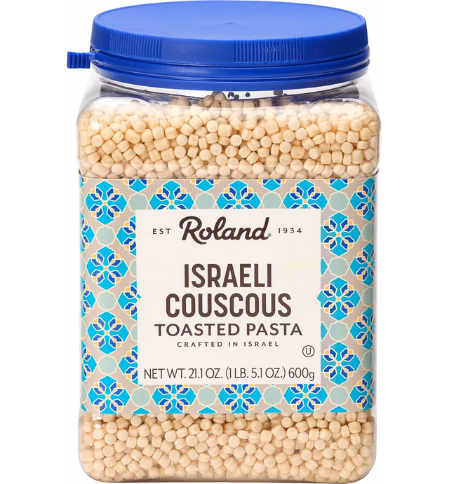 Roland Foods Toasted Israeli Couscous Pasta, Specialty Imported Food, 21.1-Ounce Jar, Pack of 4
