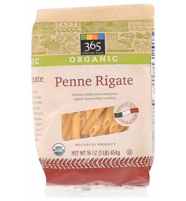 365 Everyday Value, Organic Penne Rigate, 16 Ounce