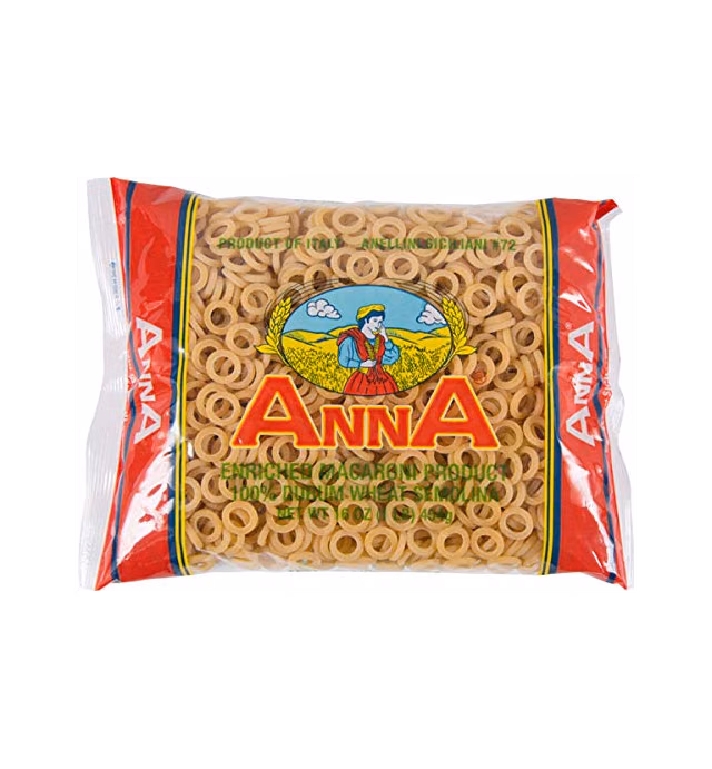 Anna - Italian Anellini Siciliani Pasta #72, (4)- 16 oz. Pkgs.