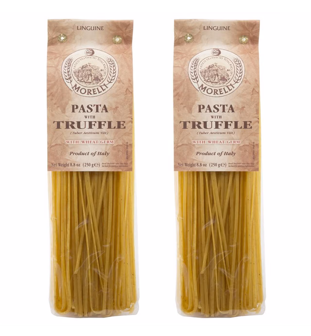 Morelli Italian Pasta Truffle Linguine - Gourmet Pasta - Handmade in Small Batches - Imported from Italy - Durum Wheat Semolina Pasta - 8.8 Ounce / 250g (2 Pack)