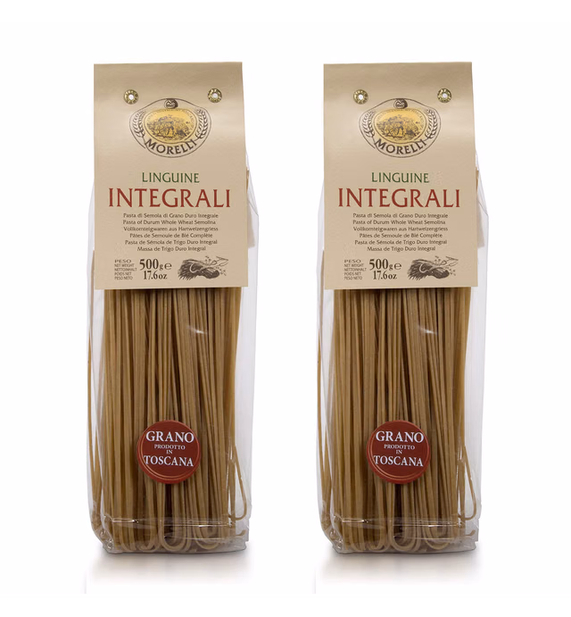 Morelli Pasta Whole Wheat Linguine Pasta - Imported Pasta from Italy - 500g (2 pack)