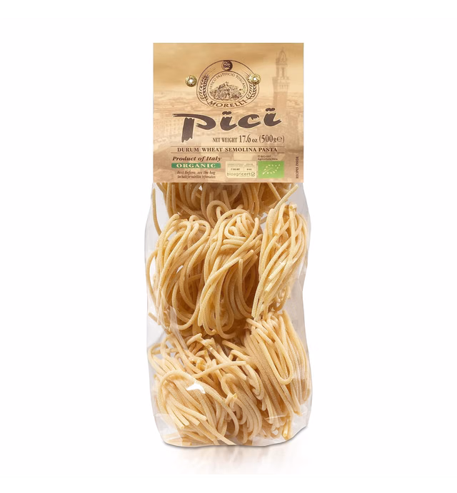 Morelli Pici Pasta di Toscana - Gourmet Italian Pasta - Organic Pici Noodles - Thick Organic Pasta Nests Made in Italy from Durum Wheat Semolina - 17.6oz (500g)