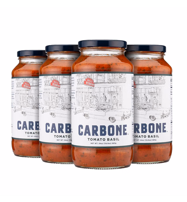 Carbone Tomato Basil Pasta Sauce | Tomato Sauce Made with Fresh & All-Natural Ingredients | Non GMO, Vegan, Gluten Free, Low Carb Pasta Sauce, 24 Fl Oz (Pack of 4)