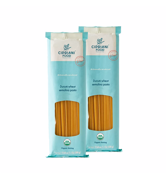 Cipriani Food Spaghetti Noodles - USDA Organic Durum Wheat Spaghetti Pasta, Authentic Italian Pasta, Non-GMO - 500 Grams (Pack of 2)