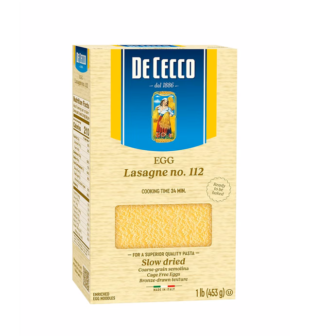 De Cecco Egg Pasta, Egg Lasagna No.112, 8.8 OZ - Serving size 3 sheets (3x18g) (54g) dry