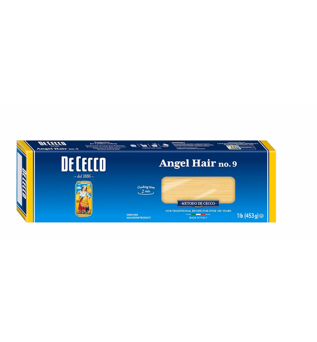 De Cecco Pasta, Angel Hair No.9, 1 pound (pack of 5) - serving size 1/8 box (56g) dry