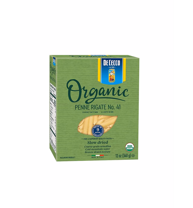 De Cecco Pasta, Organic Penne Rigate No.41, 12 Ounce (Pack of 12) - Made in Italy, High in Protein & Iron, Bronze die