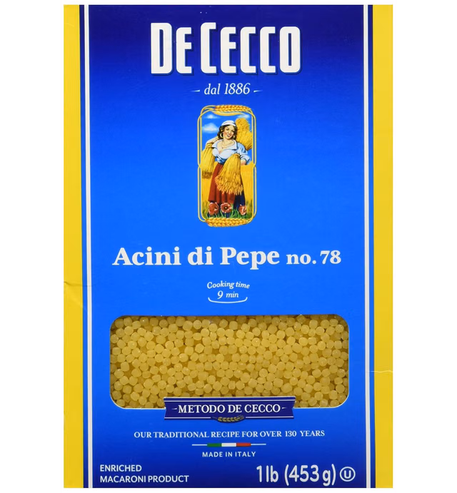 De Cecco Semolina Pasta, Acini Di Pepe No.78, 1 Pound