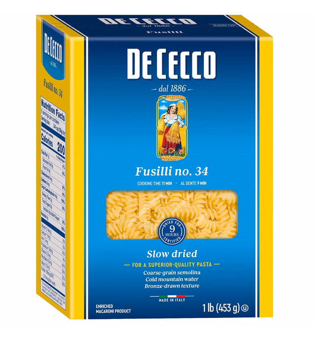 De Cecco Semolina Pasta, Fusilli No.34, 1 Pound (Pack of 5)