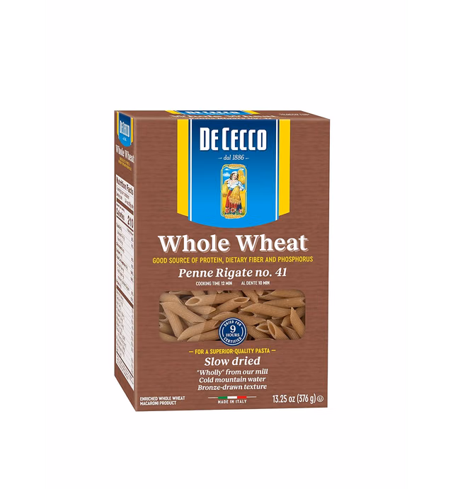 De Cecco Whole Wheat Pasta, Penne Rigate, 13.25 Oz, Pack of 12