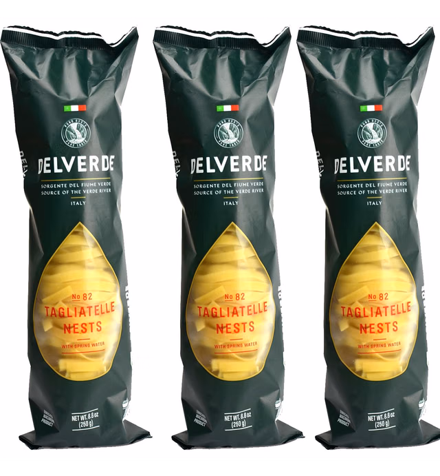 Delverde Artisan Made Tagliatelle Nests with Spring Water Certified Kosher 8.8oz 3 pack