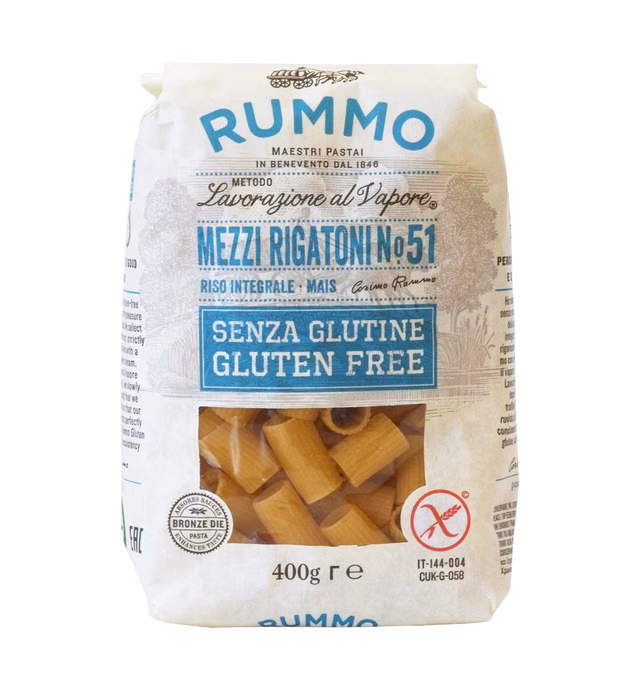 EIQOCCA Rummo Mezzi Rigatoni N ° 51 | Italian Gluten Free Pasta | 14 Ounce | Pack of 4