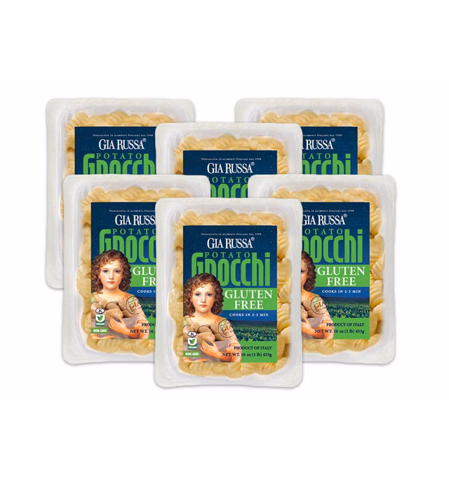 Gia Russa Gluten Free Gnocchi with Potato - Gluten Free Pasta, Potato Gnocchi, Traditional Italian Potato Gnocchi, Vegan Pasta, Kosher Friendly, Product of Italy, Italian Food - 16 Oz (6-Pack)