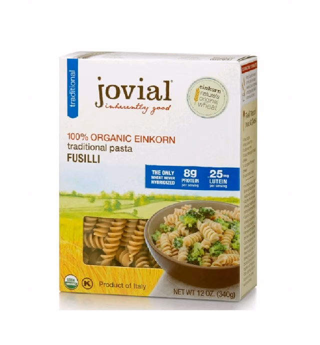Jovial Einkorn 100% Organic Whole Grain Fusilli - Einkorn Pasta, High Protein, Non-GMO, USDA Certified Organic, Lower Carb, Delicious Pasta Made in Italy - 12 Oz, 6 Pack