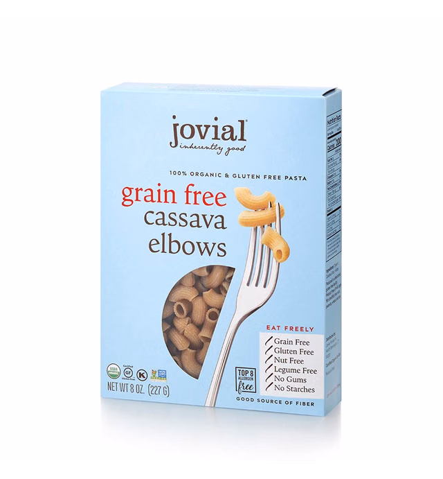 Jovial Grain-Free Cassava Elbows | Cassava Pasta | Paleo Pasta | Grain-Free | Certified Gluten-Free | 100% Organic Pasta | USDA Certified Organic | Non-GMO | High-Fiber | 8 oz (3 pack)