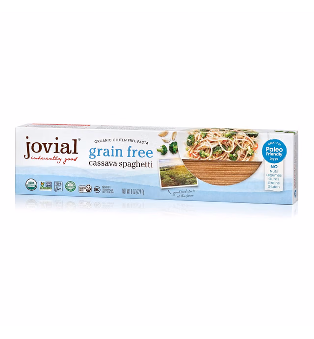 Jovial Grain-Free Cassava Spaghetti | Cassava Pasta | Paleo Pasta | Grain-Free | Certified Gluten-Free | 100% Organic Pasta | USDA Certified Organic | Non-GMO | High-Fiber | 8 oz (1 pack)