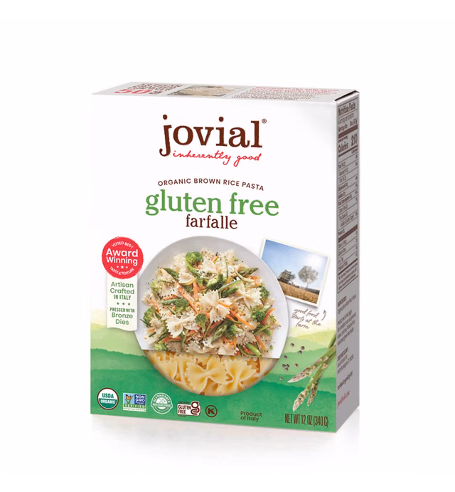 Jovial Whole Grain Brown Rice Farfalle Pasta - Pasta Farfalle, Farfalle Pasta, Whole Grain Pasta, Organic Pasta, Gluten Free, Dairy Free, Brown Rice Pasta, Award Winning Taste, Made in Italy - 12 Oz